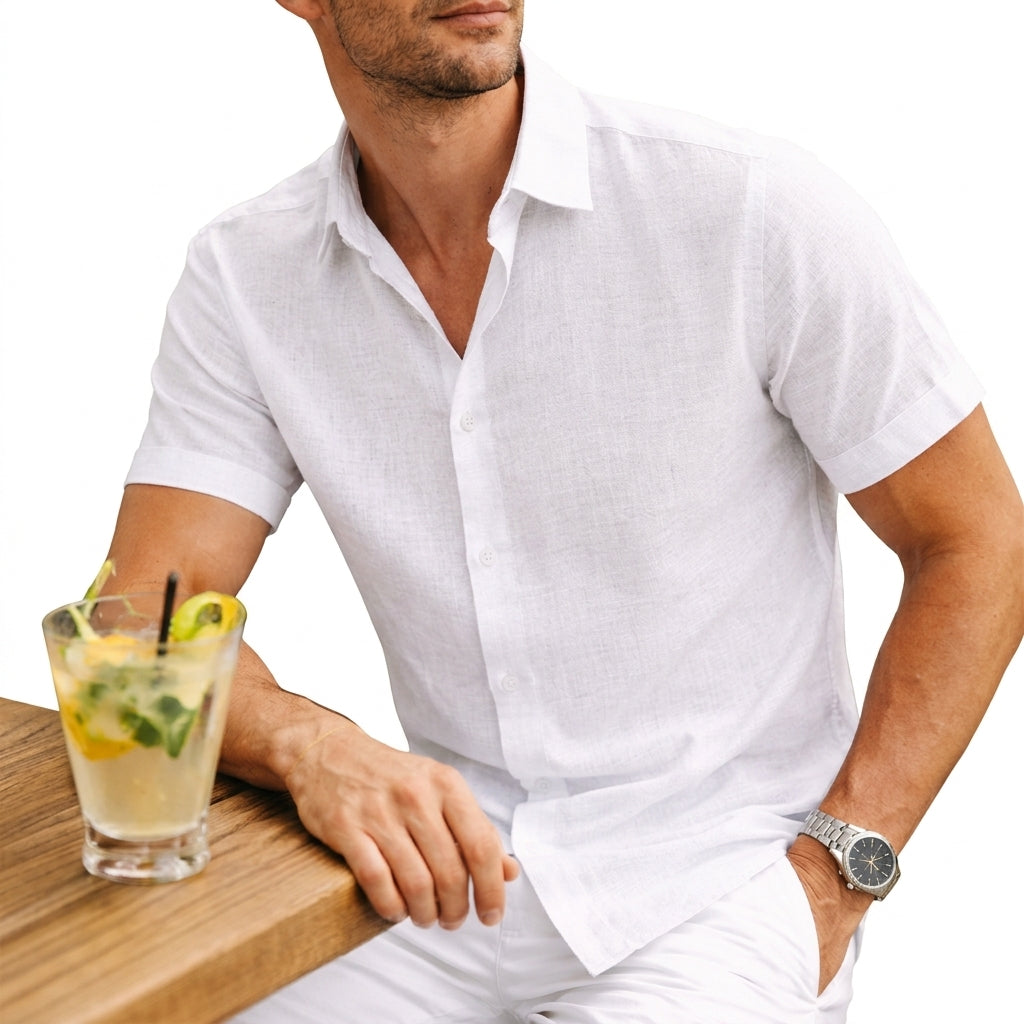 Men's Short Sleeve Linen Shirt