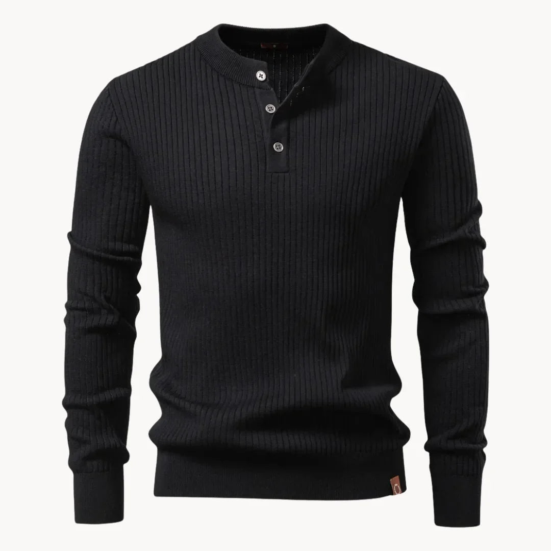 Men's Crew Neck Button Jumper