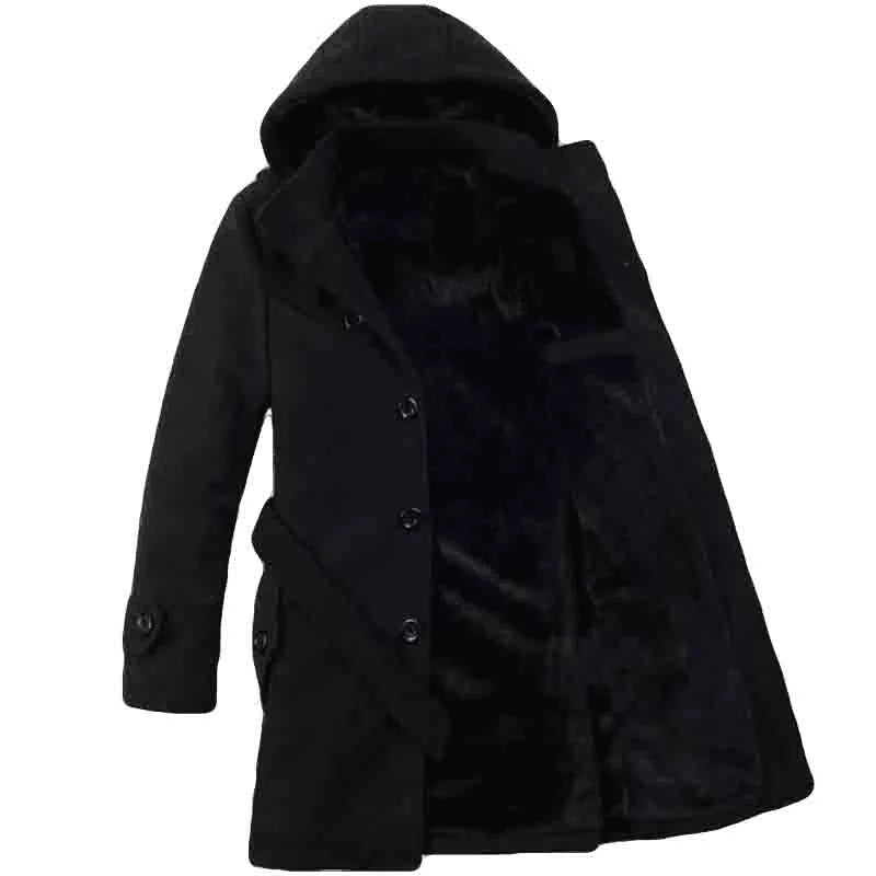 Men's Hooded Wool-Mix Trench Coat
