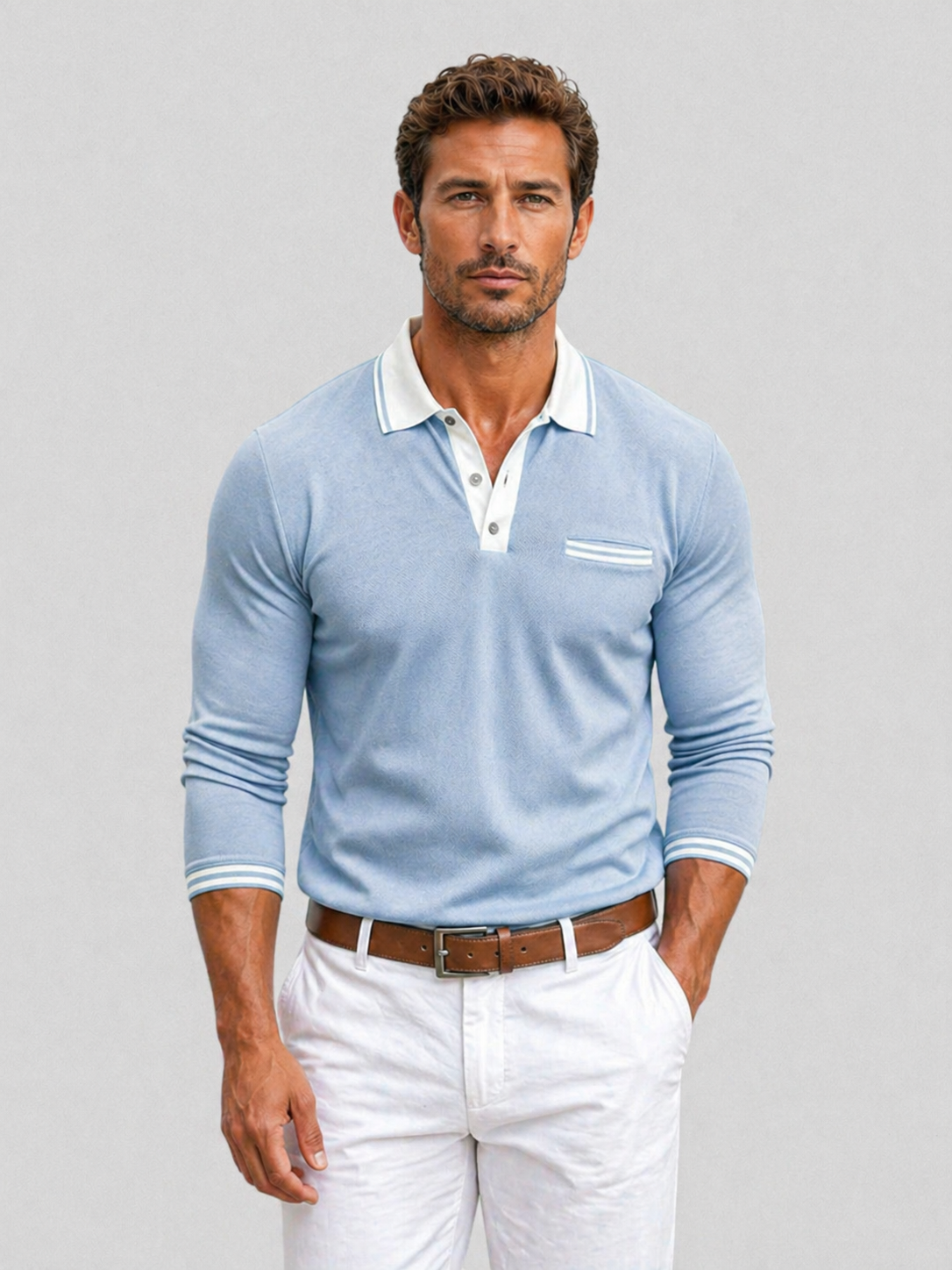Men's Long Sleeve Smart Casual Polo