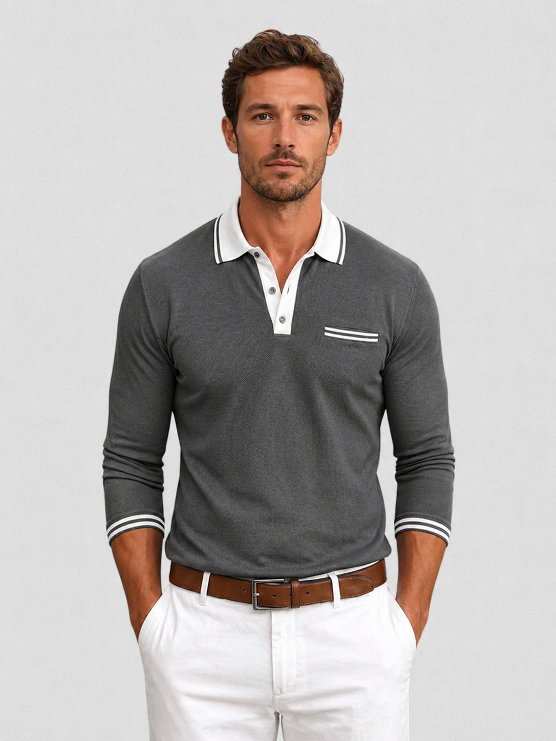 Men's Long Sleeve Smart Casual Polo