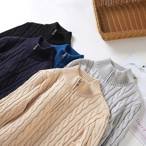 Men's High Neck Zip Sweater