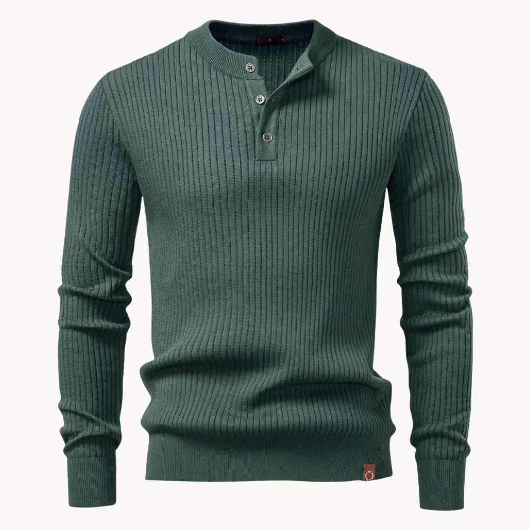 Men's Crew Neck Button Jumper