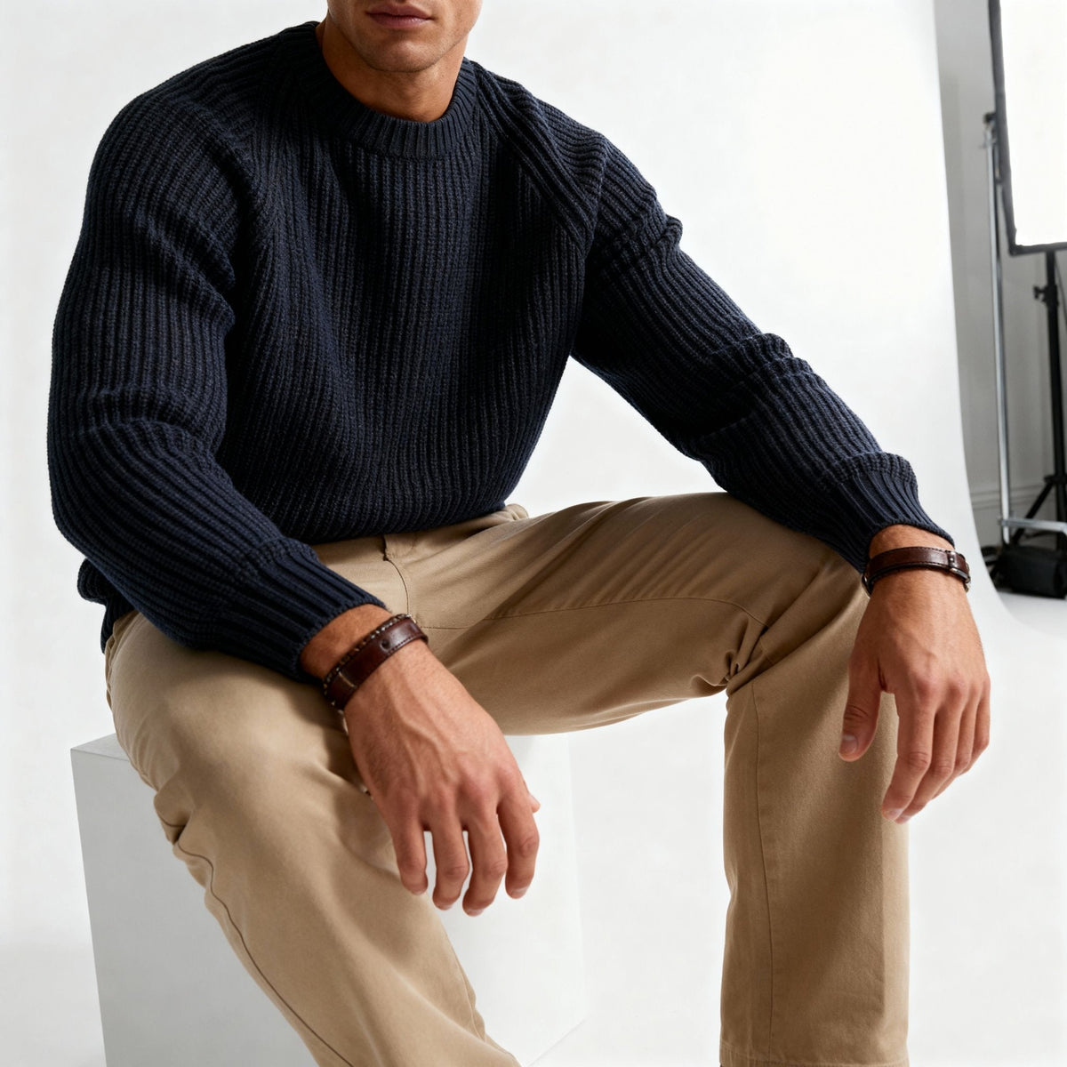 Men's Ribbed Crew Neck Jumper