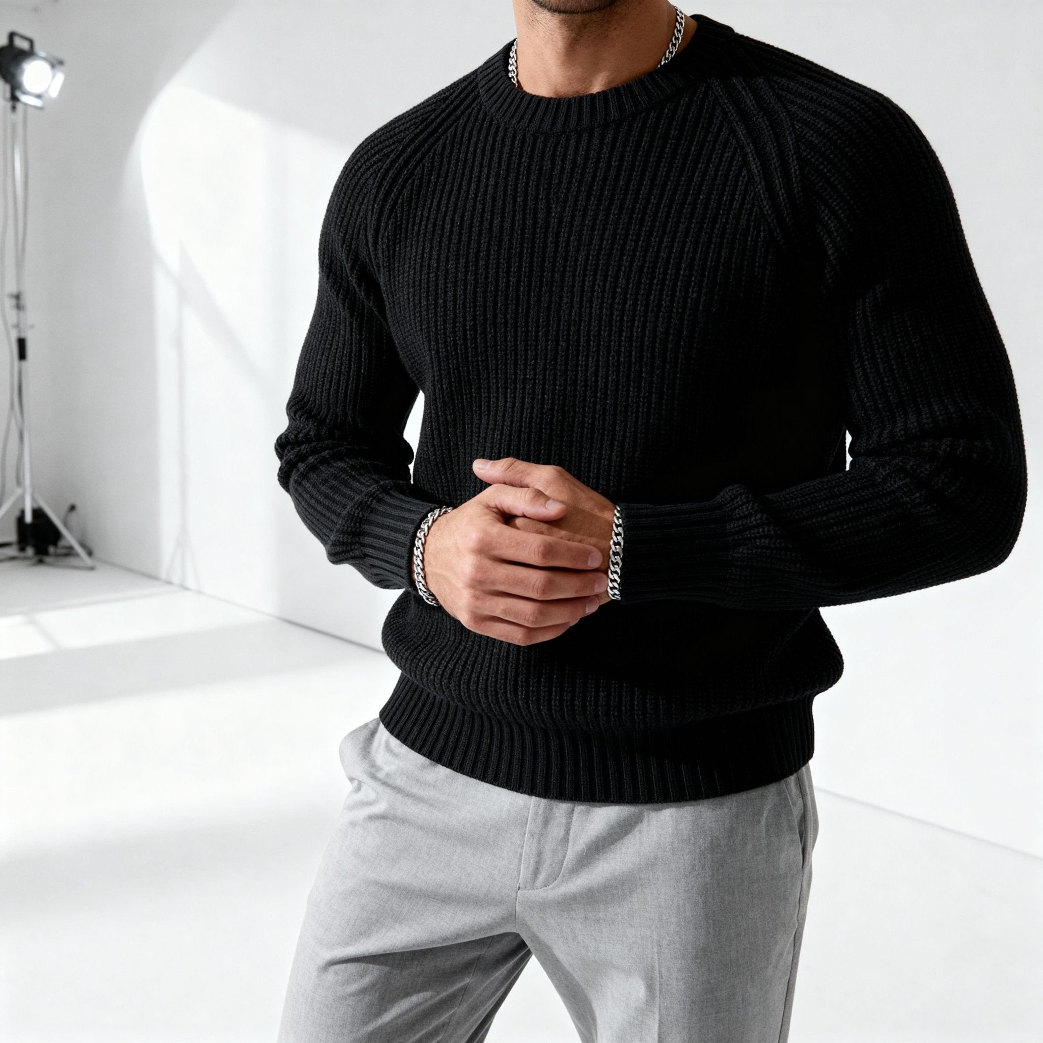 Men's Ribbed Crew Neck Jumper