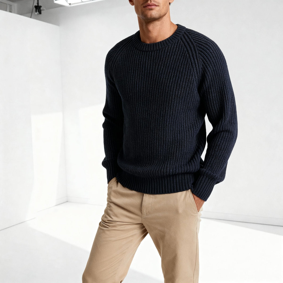 Men's Ribbed Crew Neck Jumper