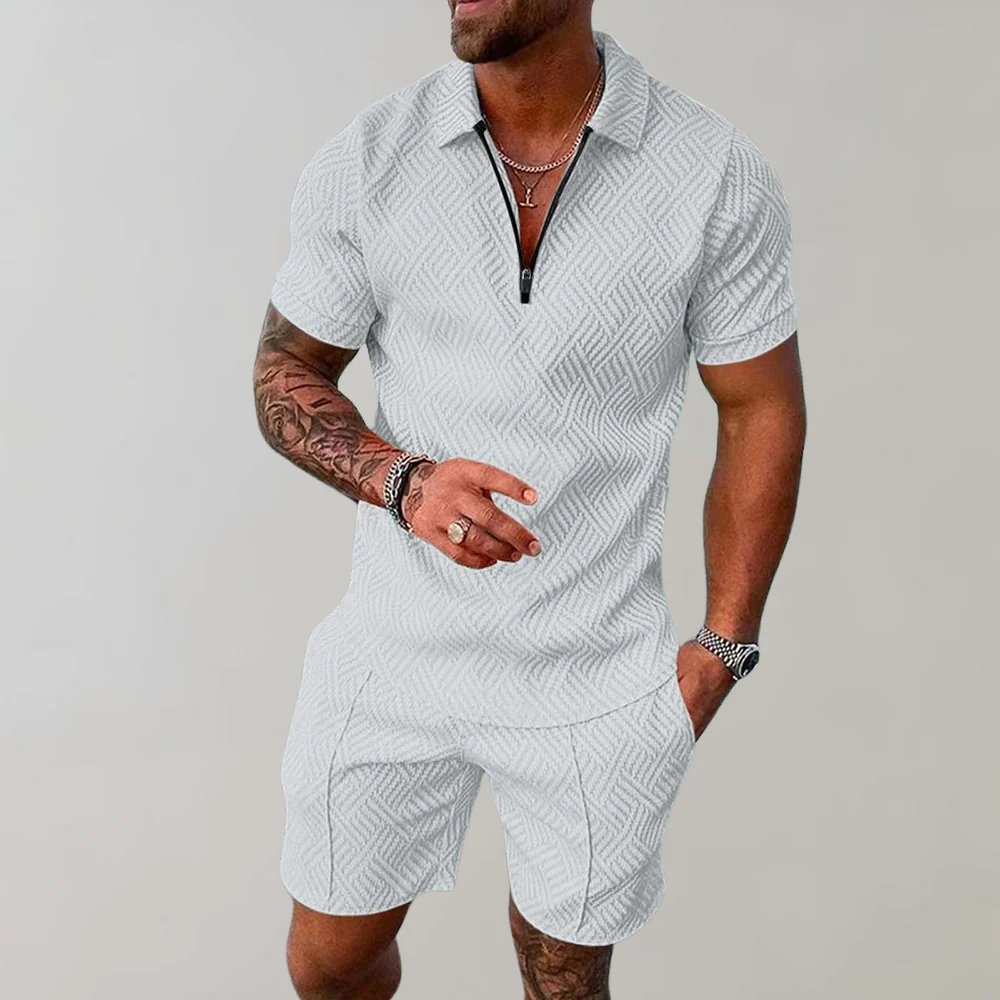 Men's Zip Polo Short Set