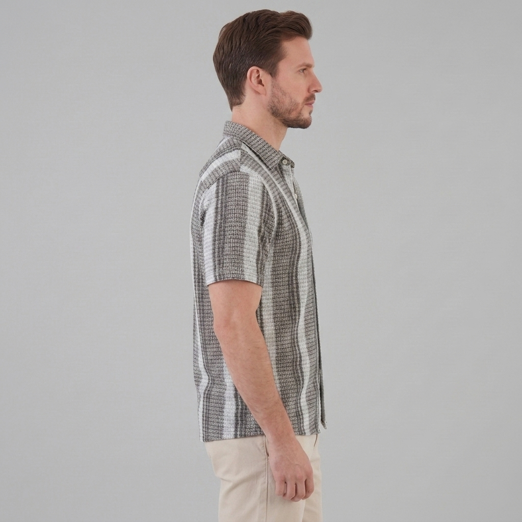 Men's Short Sleeve Striped Casual Shirt