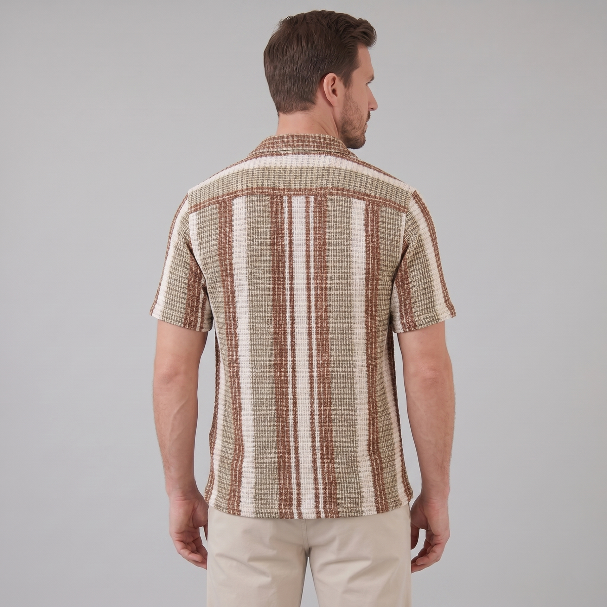 Men's Short Sleeve Striped Casual Shirt
