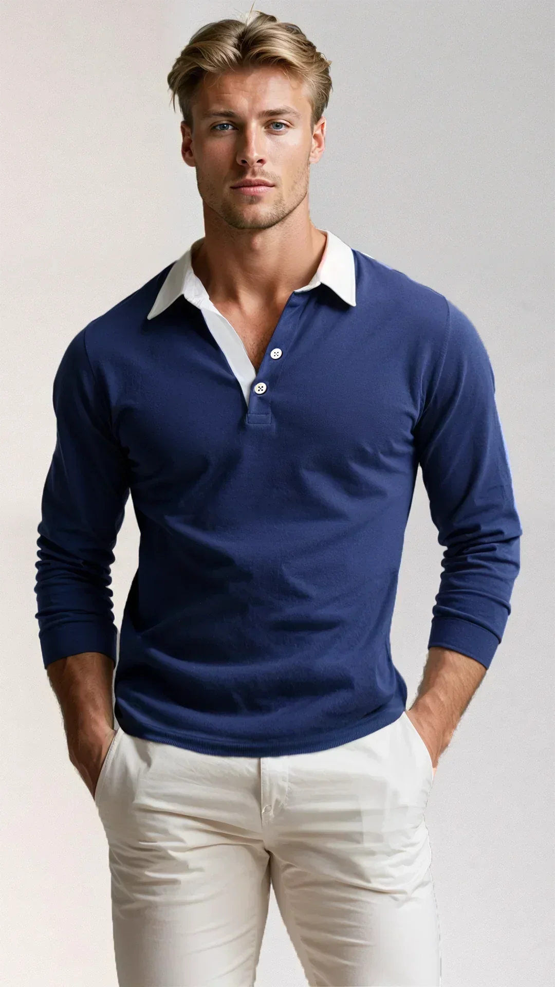Men's Slim Fit Long Sleeve Polo