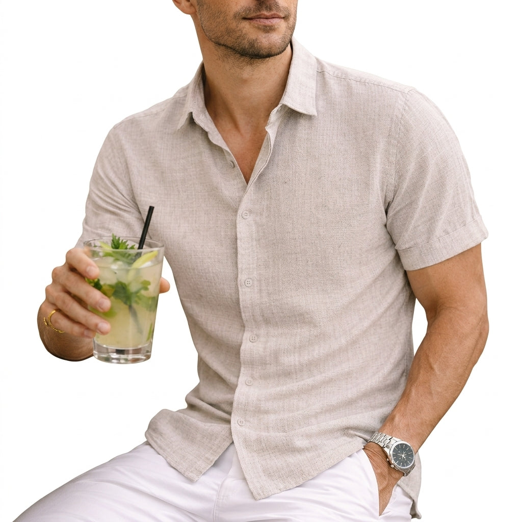 Men's Short Sleeve Linen Shirt