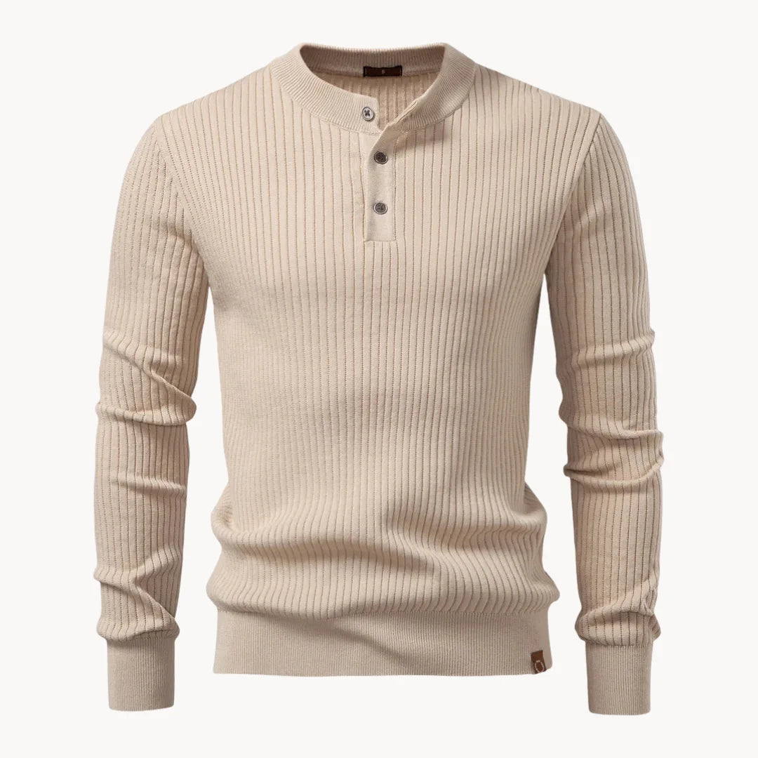 Men's Crew Neck Button Jumper