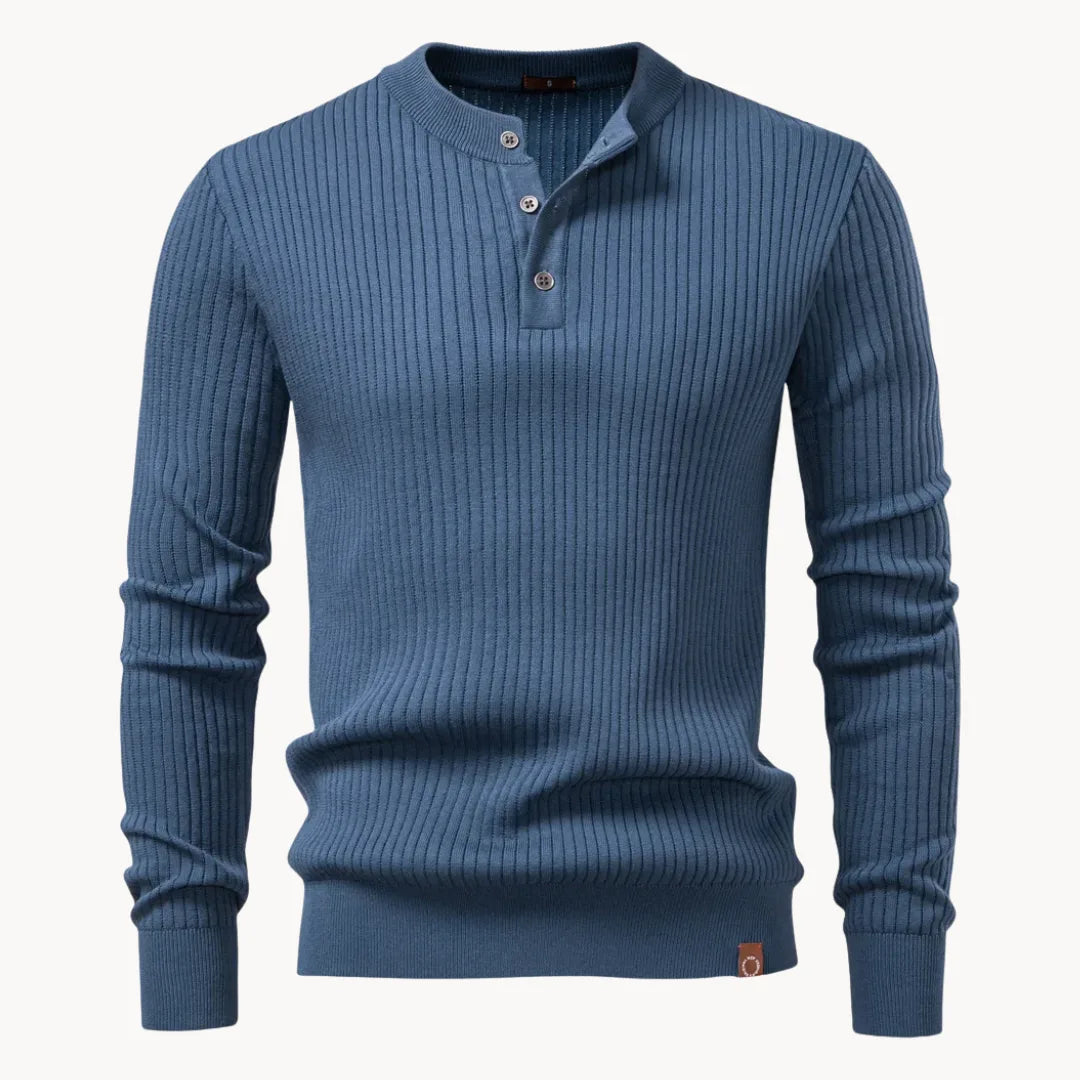 Men's Crew Neck Button Jumper