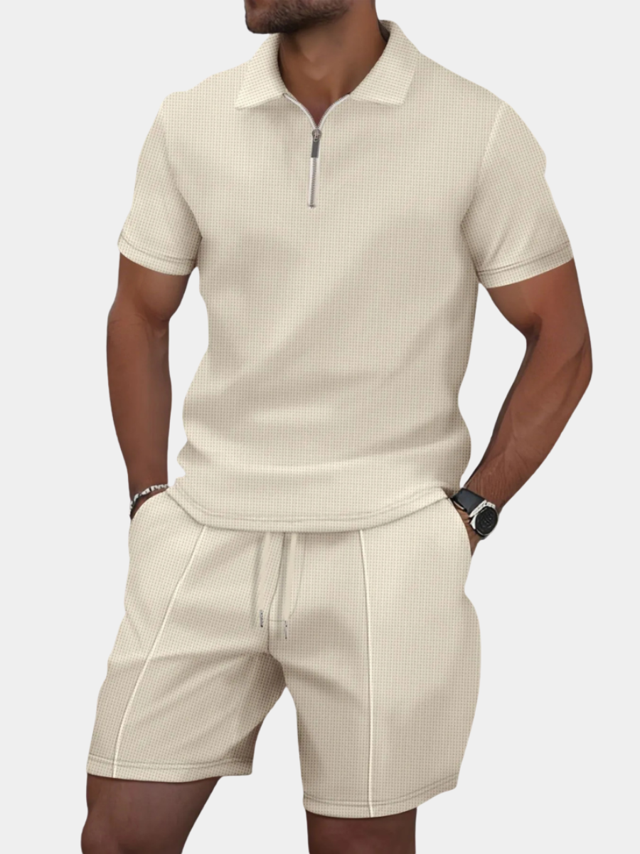 Men's Zip Polo & Shorts Set
