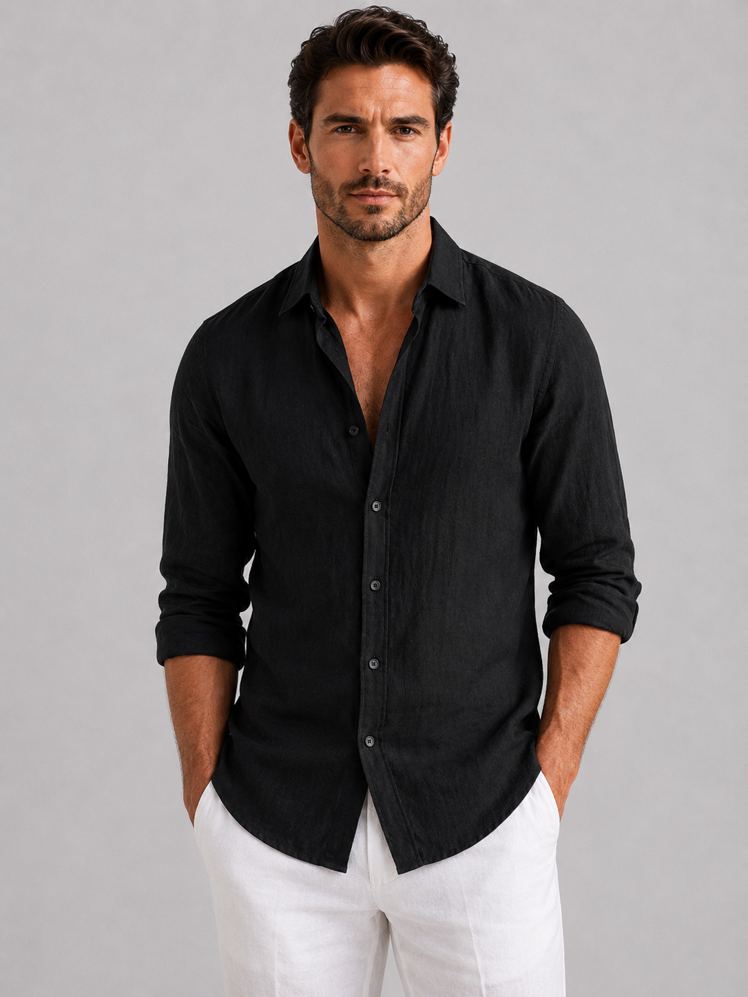 Men's Linen-Look Summer Shirt