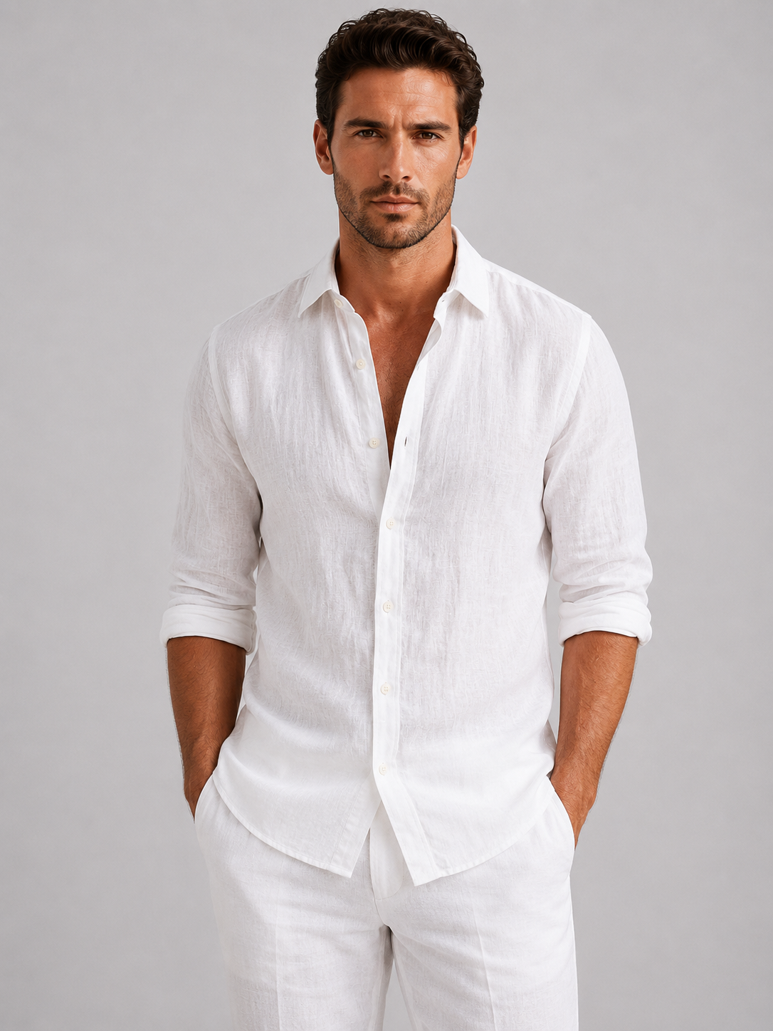 Men's Linen-Look Summer Shirt