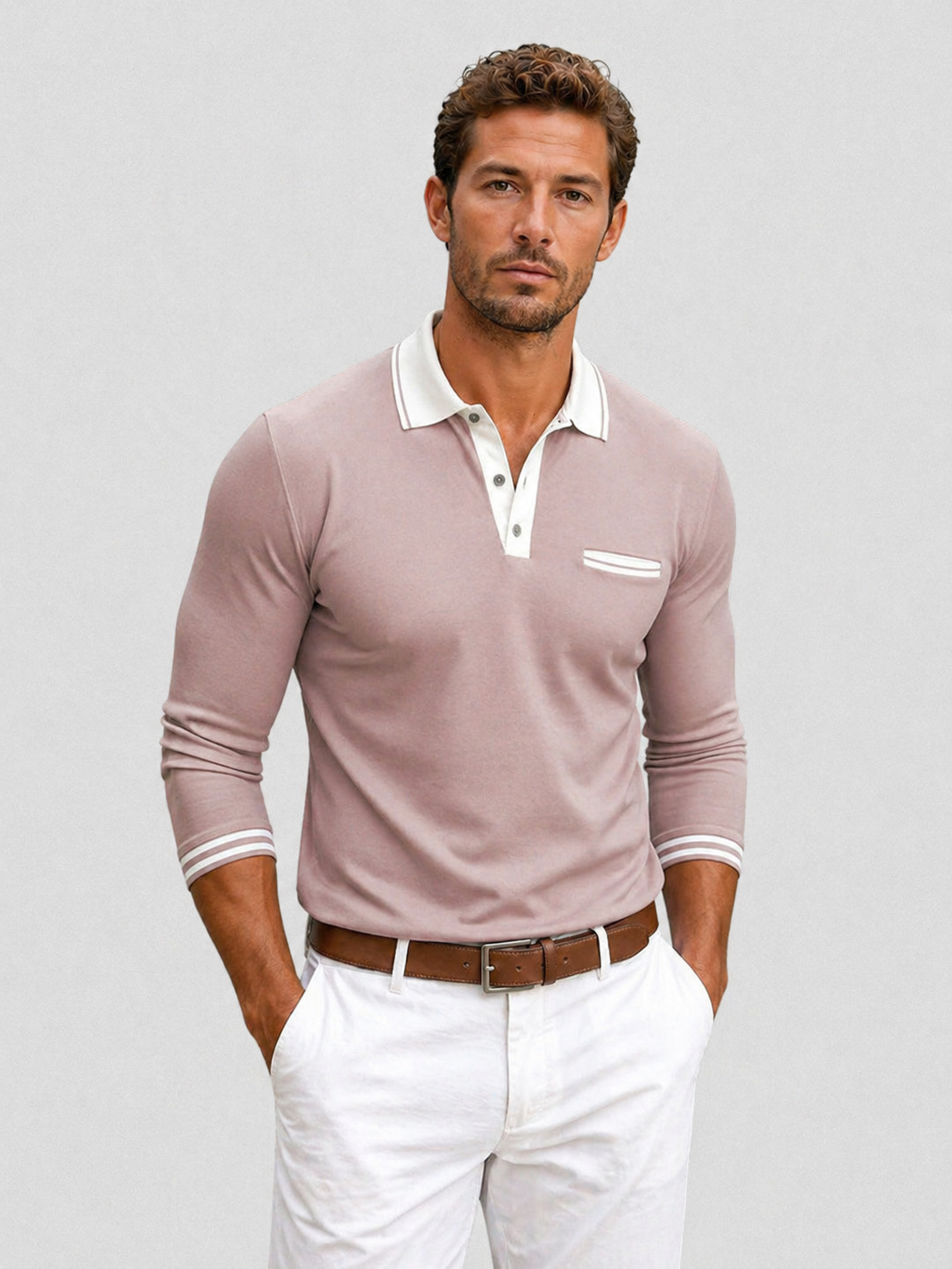 Men's Long Sleeve Smart Casual Polo