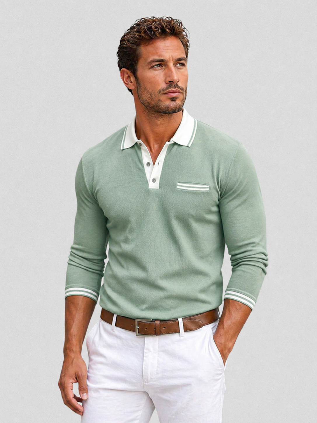Men's Long Sleeve Smart Casual Polo