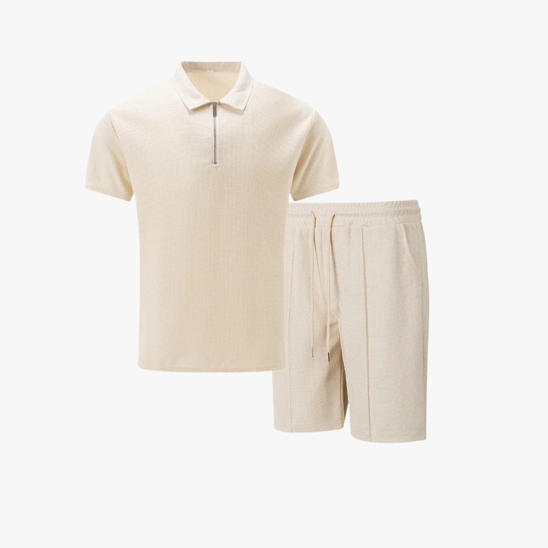 Men's Zip Polo & Shorts Set