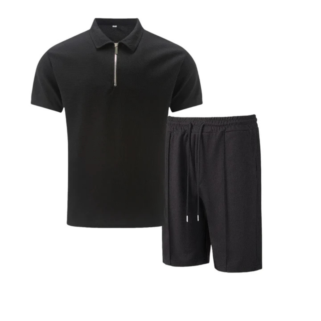Men's Zip Polo & Shorts Set