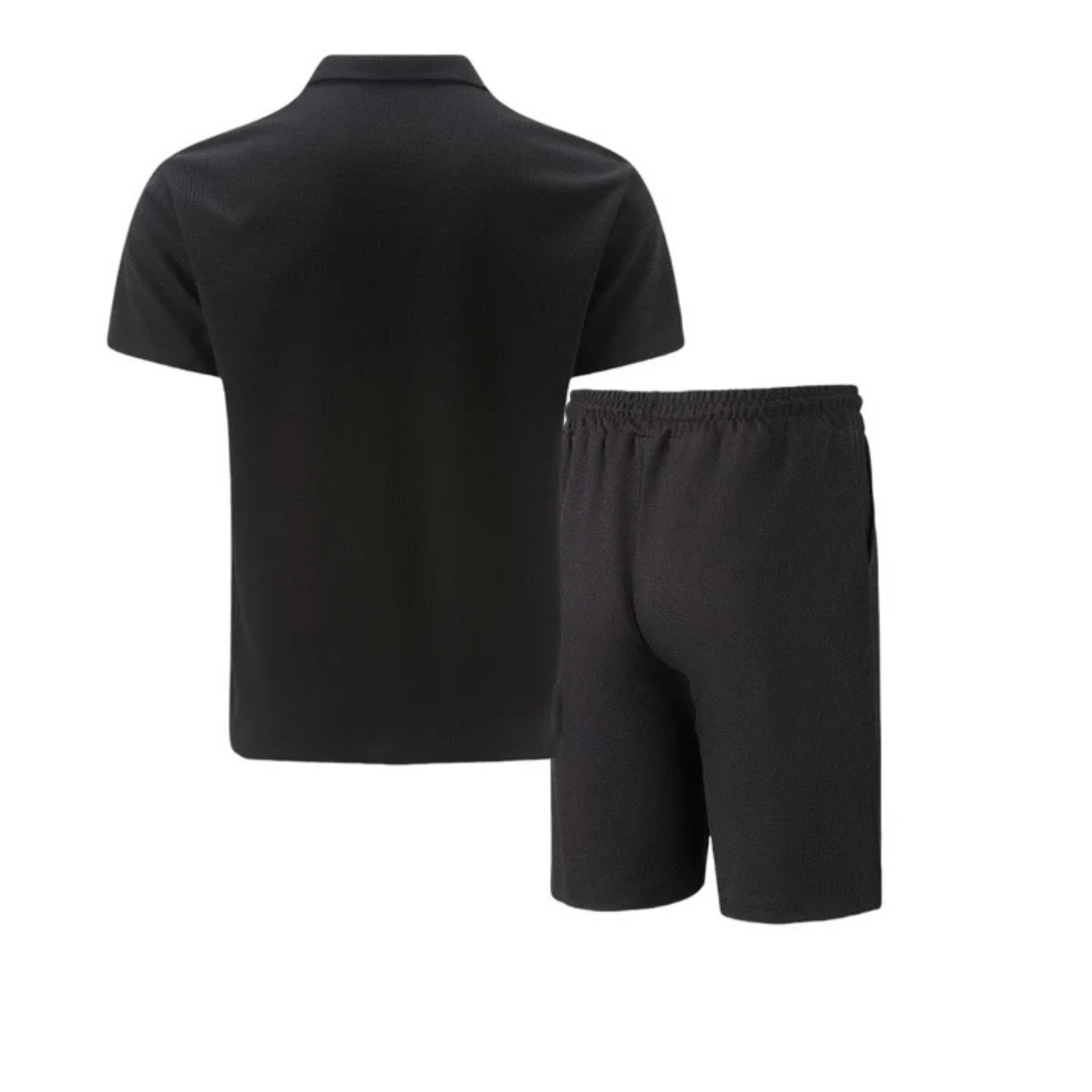 Men's Zip Polo & Shorts Set