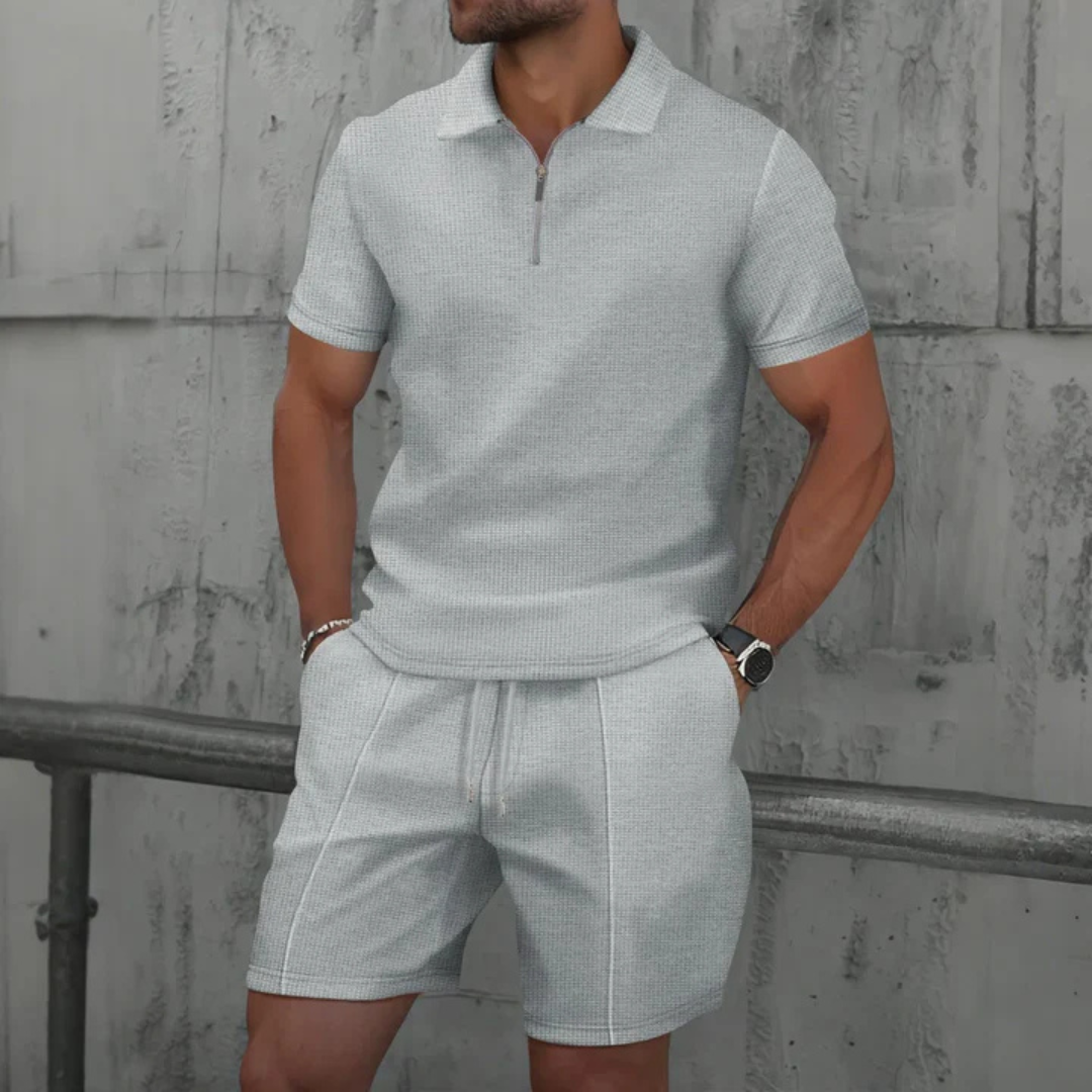 Men's Zip Polo & Shorts Set