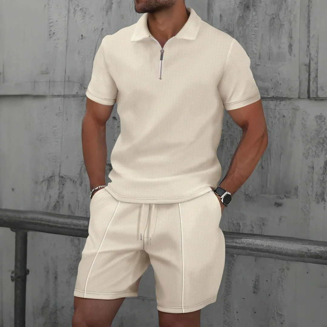 Men's Zip Polo & Shorts Set
