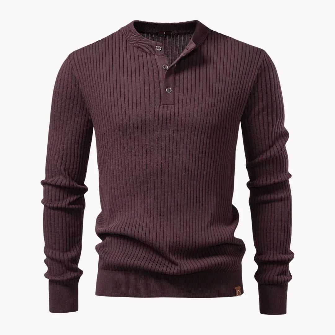 Men's Crew Neck Button Jumper