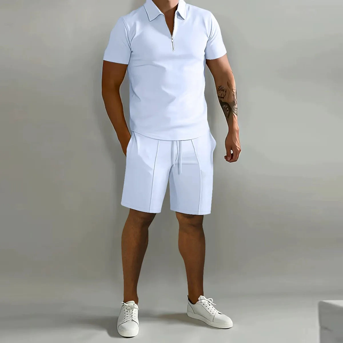 Men's Zip Polo & Shorts Set