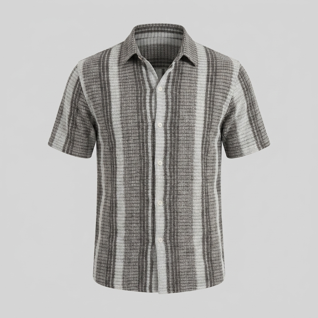 Men's Short Sleeve Striped Casual Shirt